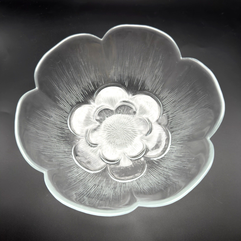 Vintage Clear Glass Flower Bowl Turkish 7"